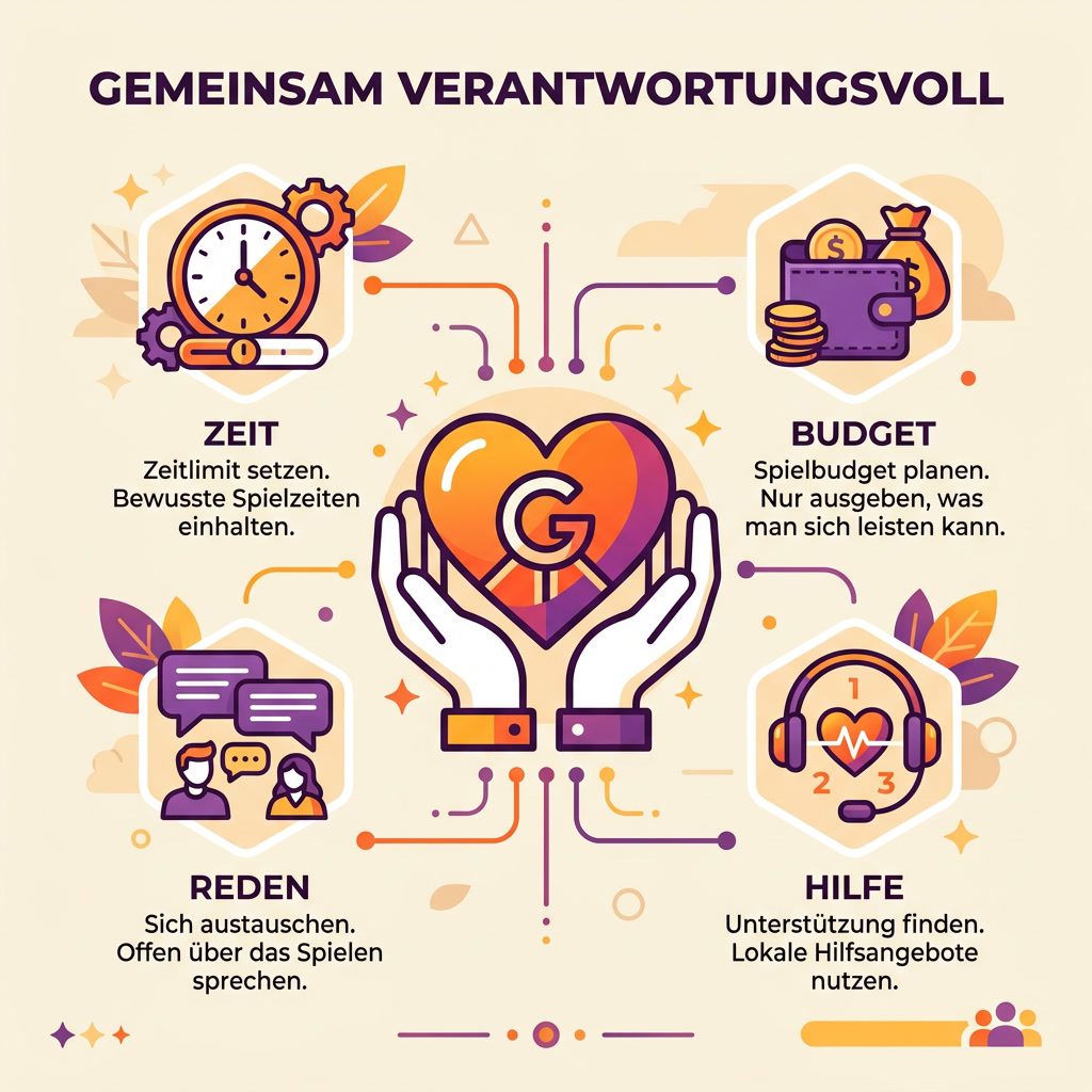 Infografik: gemeinsam verantwortungsvoll mit Zeit, Budget und Hilfe
