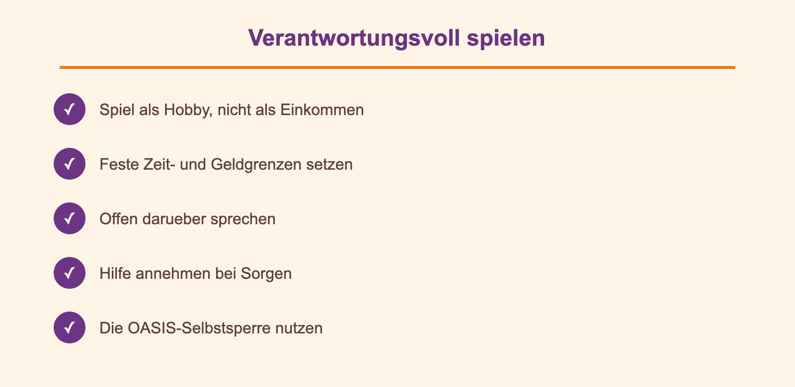 Checkliste: verantwortungsvoll spielen